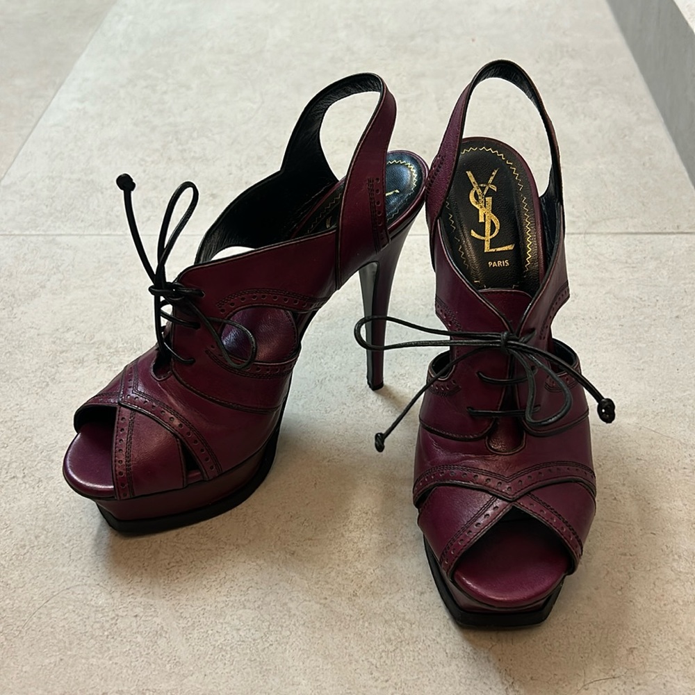 Authentic YSL Tribute Cut-Out Laces Purple 38 1/2
